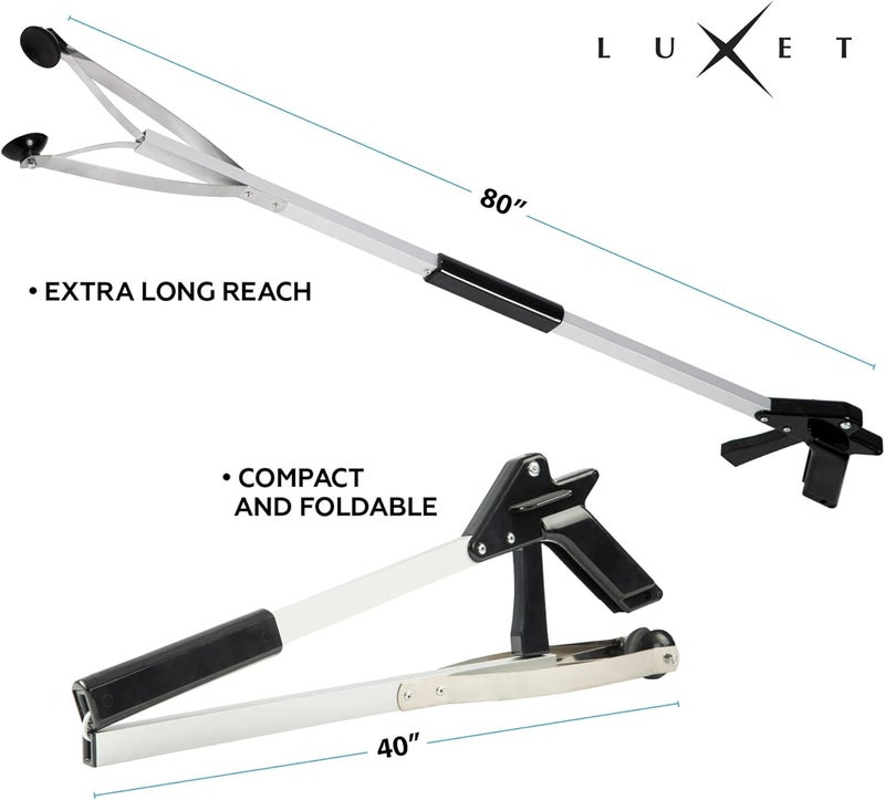 Luxet Reacher Grabber Tool X-Long 80" Aluminum Suction Cup Jaw, Foldable Lightweight Reacher Grabber Pickup Tool, Gripper Grabbers for Elderly Grab it Reaching Tool Trash Picker Grabber (Black) - Image 4